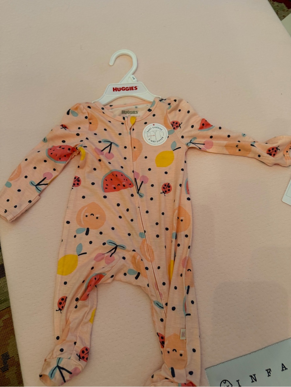 Huggies Peach-fruit print Baby Footed One-Piece super soft jammie
